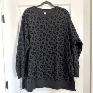 Women’s black/grey, leopard print sweatshirt, tunic!